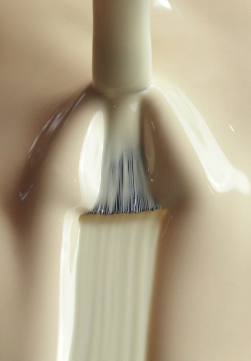 Brush drawing through creamy builder gel