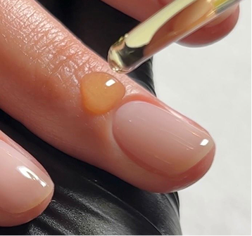 Nail gel application close-up